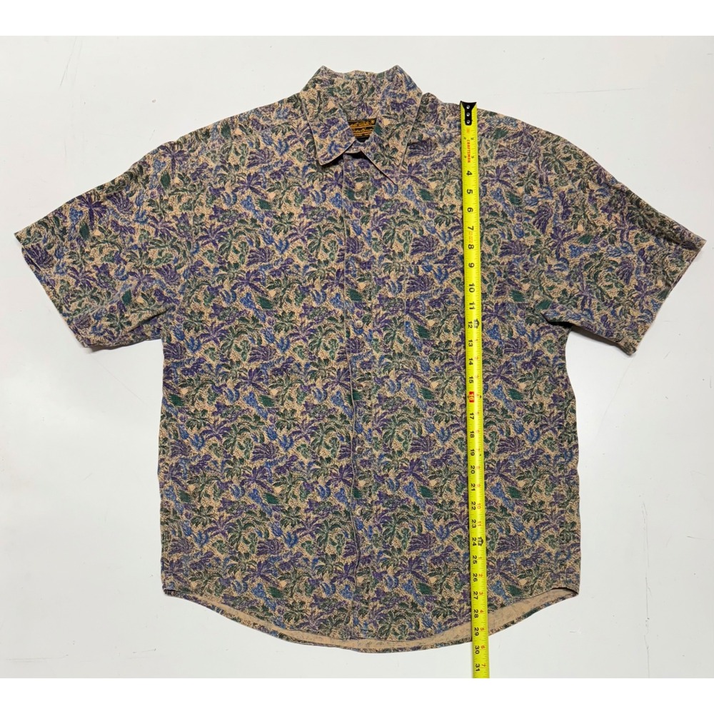 VTG Eddie Bauer Mens Short Sleeve Button Down Shirt Floral Print Distressed Med